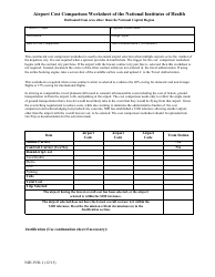 Document preview: Form NIH2930-1 Airport Cost Comparison Worksheet of the National Institutes of Health (Outbound From Area Other Than the National Capital Region)