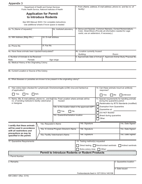 Form NIH2369-1 Appendix 3  Printable Pdf