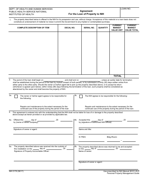 Form NIH2179  Printable Pdf