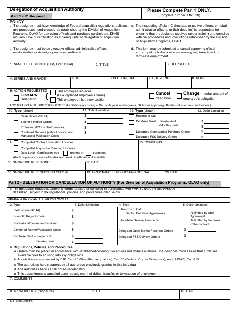 Form NIH2604  Printable Pdf