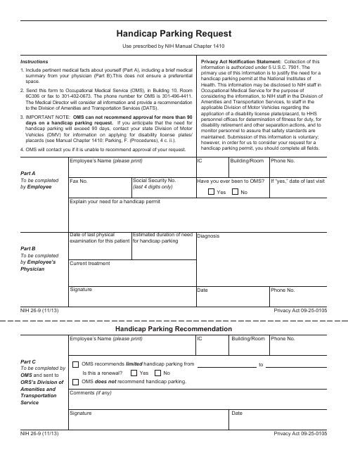 Form NIH26-9  Printable Pdf