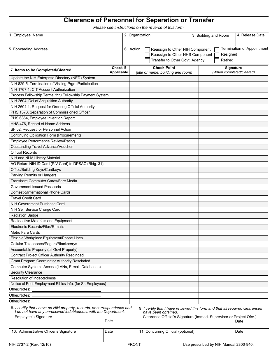 Form NIH2737-2 - Fill Out, Sign Online and Download Fillable PDF ...