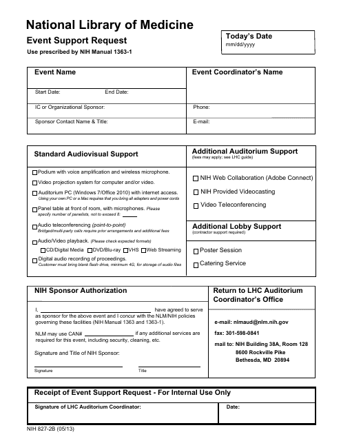 Form NIH827-2B  Printable Pdf