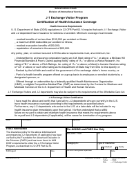 Document preview: Form NIH829-6 Certification of Health Insurance Coverage - J-1 Exchange Visitor Program