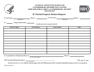 Document preview: Form NIH2943 Ic Partial Property Return Request