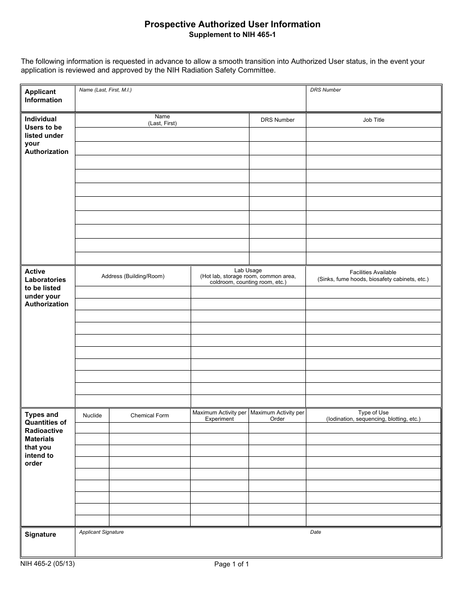Form NIH465-1 Application for Radionuclide Authorization, Page 3