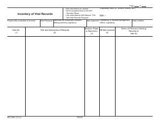 Document preview: Form NIH2805 Inventory of Vital Records