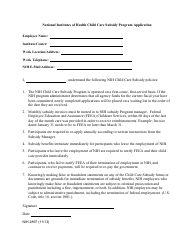 Document preview: Form NIH2897 National Institutes of Health Child Care Subsidy Program Application