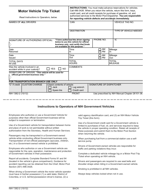 Form NIH1382-2  Printable Pdf