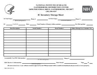 Document preview: Form NIH2944 Ic Inventory Storage Sheet