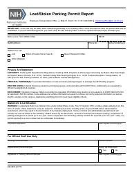 Document preview: Form NIH2574 Lost/Stolen Parking Permit Report