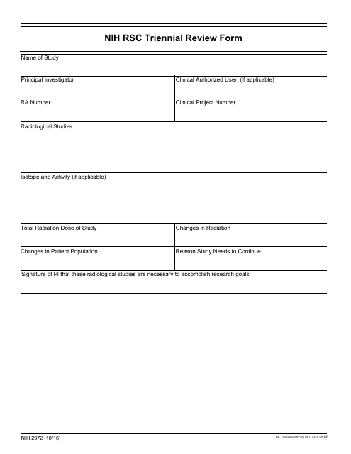 Form NIH2972 Nih Rsc Triennial Review Form