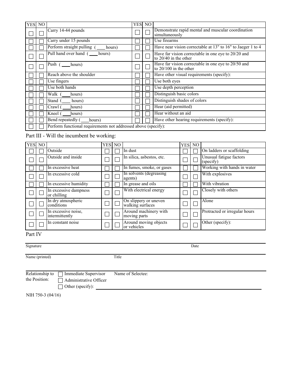 Form NIH750-3 Medical Qualification Determination Questionnaire, Page 2