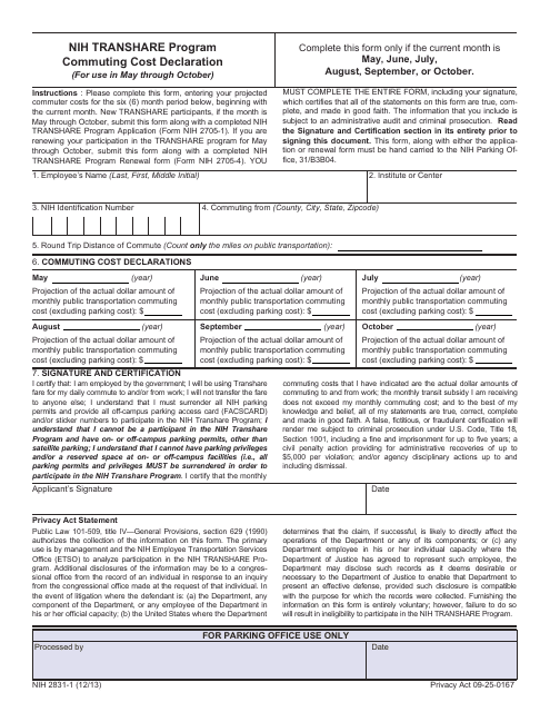 Form NIH2831-1  Printable Pdf
