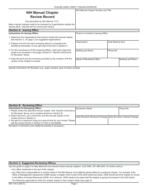 Form NIH414-6  Printable Pdf