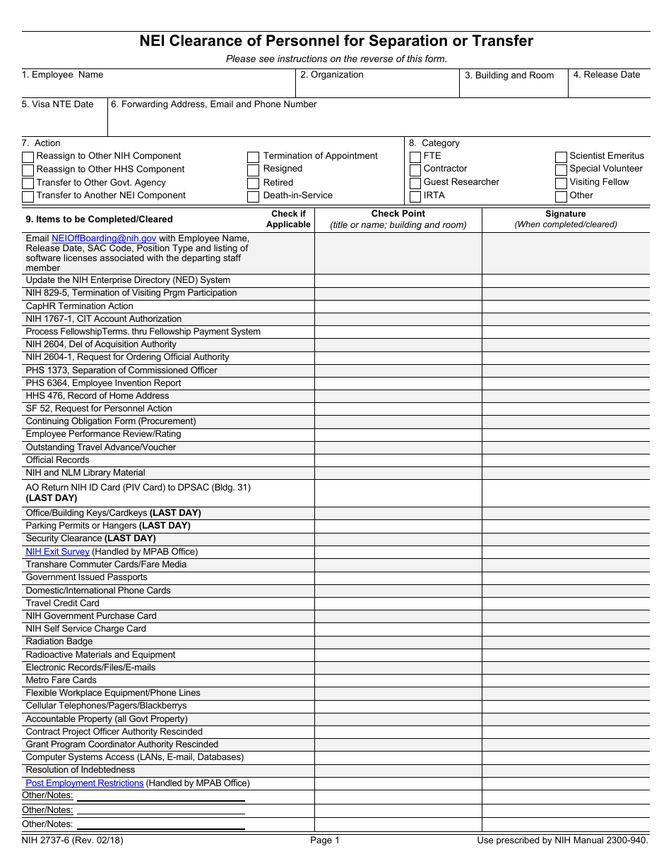 Form NIH2737-6 - Fill Out, Sign Online and Download Fillable PDF ...