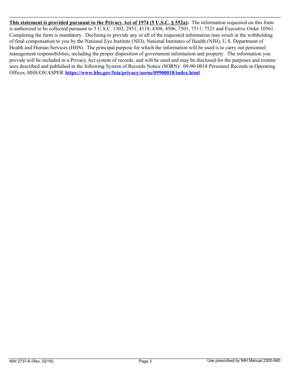 Form NIH2737-6 Nei Clearance of Personnel for Separation or Transfer, Page 3