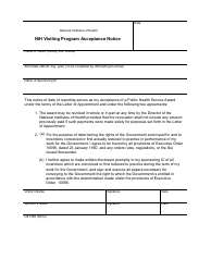 Document preview: Form NIH356 Nih Visiting Program Acceptance Notice