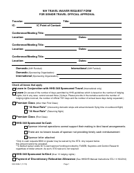Form NIH2926-1 Nih Travel Waiver Request Form for Senior Travel Official Approval