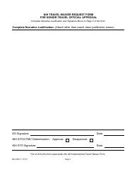 Form NIH2926-1 Nih Travel Waiver Request Form for Senior Travel Official Approval, Page 2