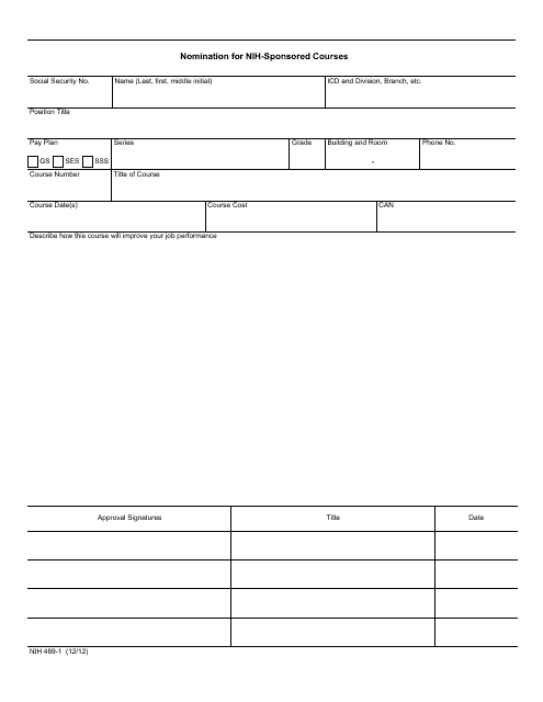 Form NIH489-1  Printable Pdf