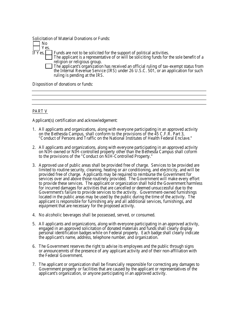 Application for the Occasional Use of Nih-Controlled Facilities, Page 2