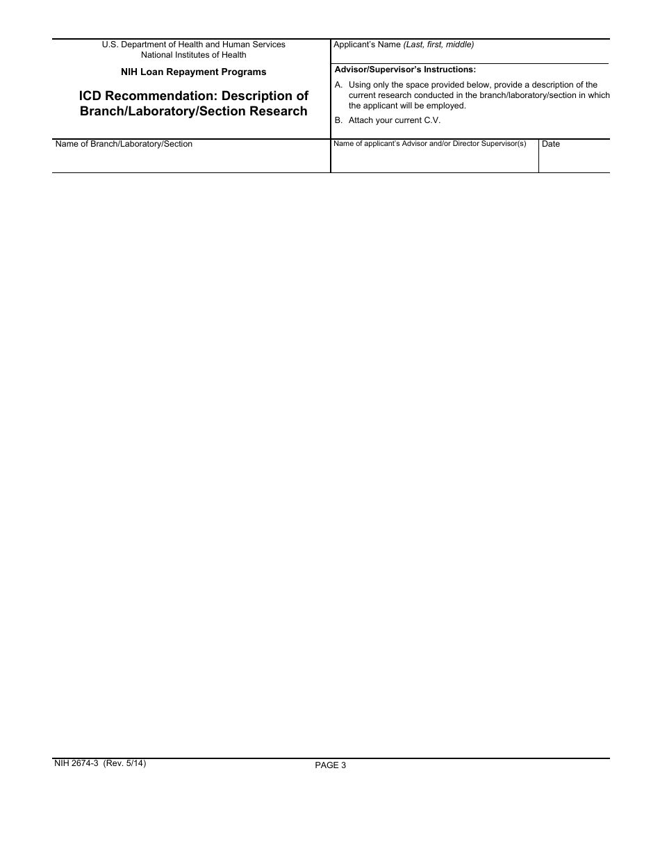 Form NIH2674-3 Icd Recommendation for Proposed Research Assignment, Page 6