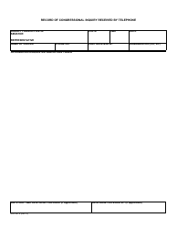 Document preview: Form NIH2272 Record of Congressional Inquiry Received by Telephone