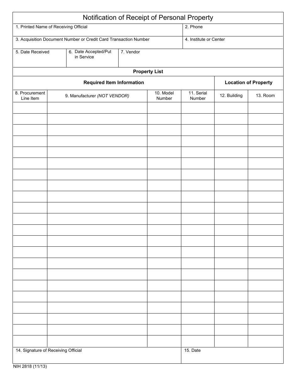 Form NIH2818 - Fill Out, Sign Online and Download Fillable PDF ...