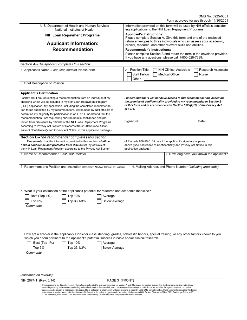 Form NIH2674-1 Nih Loan Repayment Programs Applicant Information, Page 6