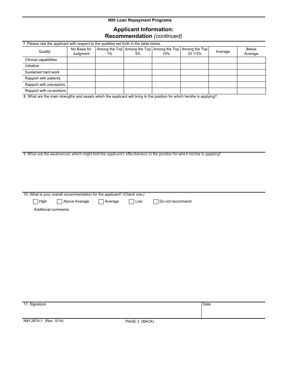 Form NIH2674-1 Nih Loan Repayment Programs Applicant Information, Page 7