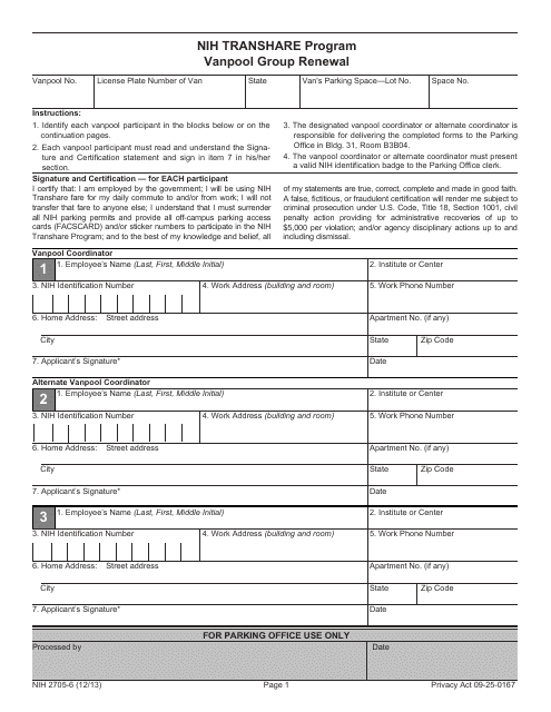 Form NIH2705-6  Printable Pdf
