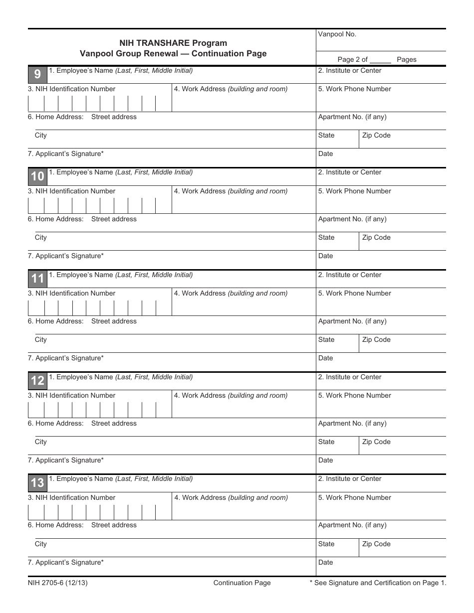 Form NIH2705-6 Vanpool Group Renewal - Nih Transhare Program, Page 3
