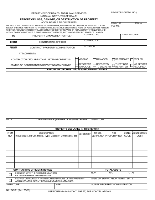 Form NIH-649-2  Printable Pdf