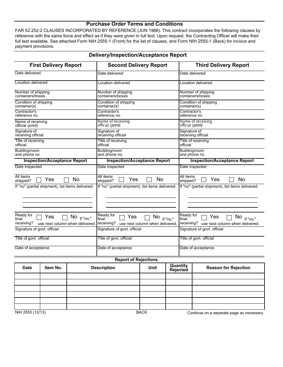 Form NIH2555 Order for Supplies or Services, Page 3