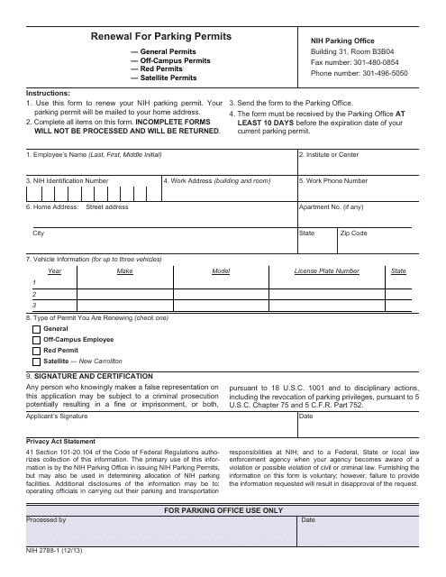 Form NIH2788-1  Printable Pdf
