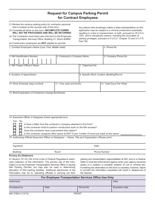 Form NIH-2788-2  Printable Pdf