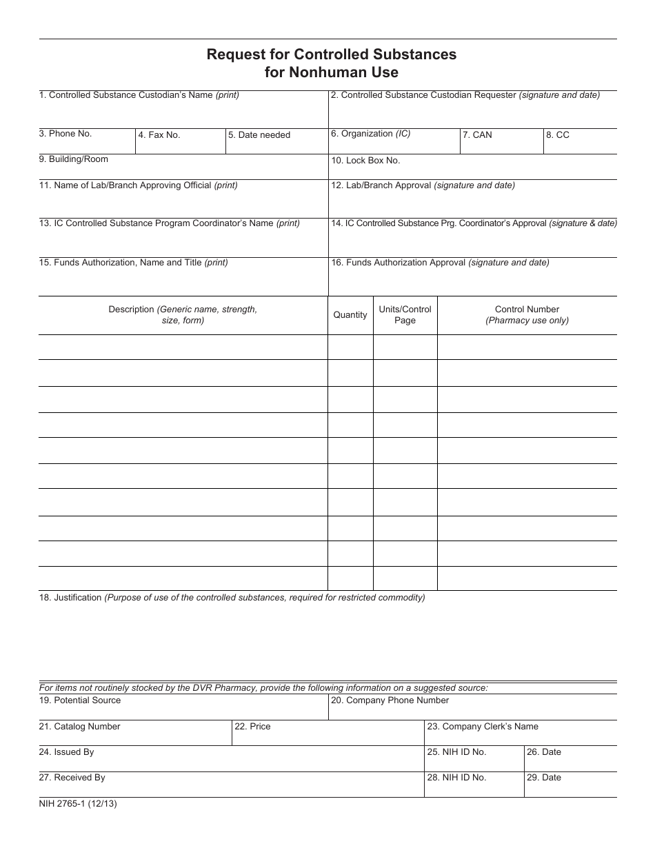 Form NIH2765-1 - Fill Out, Sign Online and Download Fillable PDF ...