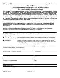 Document preview: Form 2945 Nih Manual 1500 - Appendix 7 - Request for Premium Class Common Carrier Travel Accommodationsfor Travelers With Medical Conditions