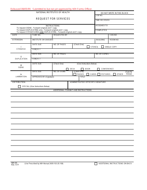 Form NIH-69 Request for Services