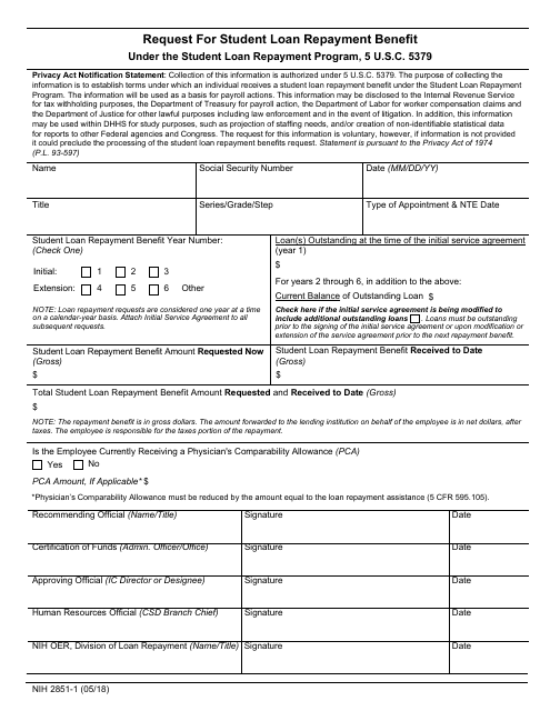 Form NIH-2851-1  Printable Pdf