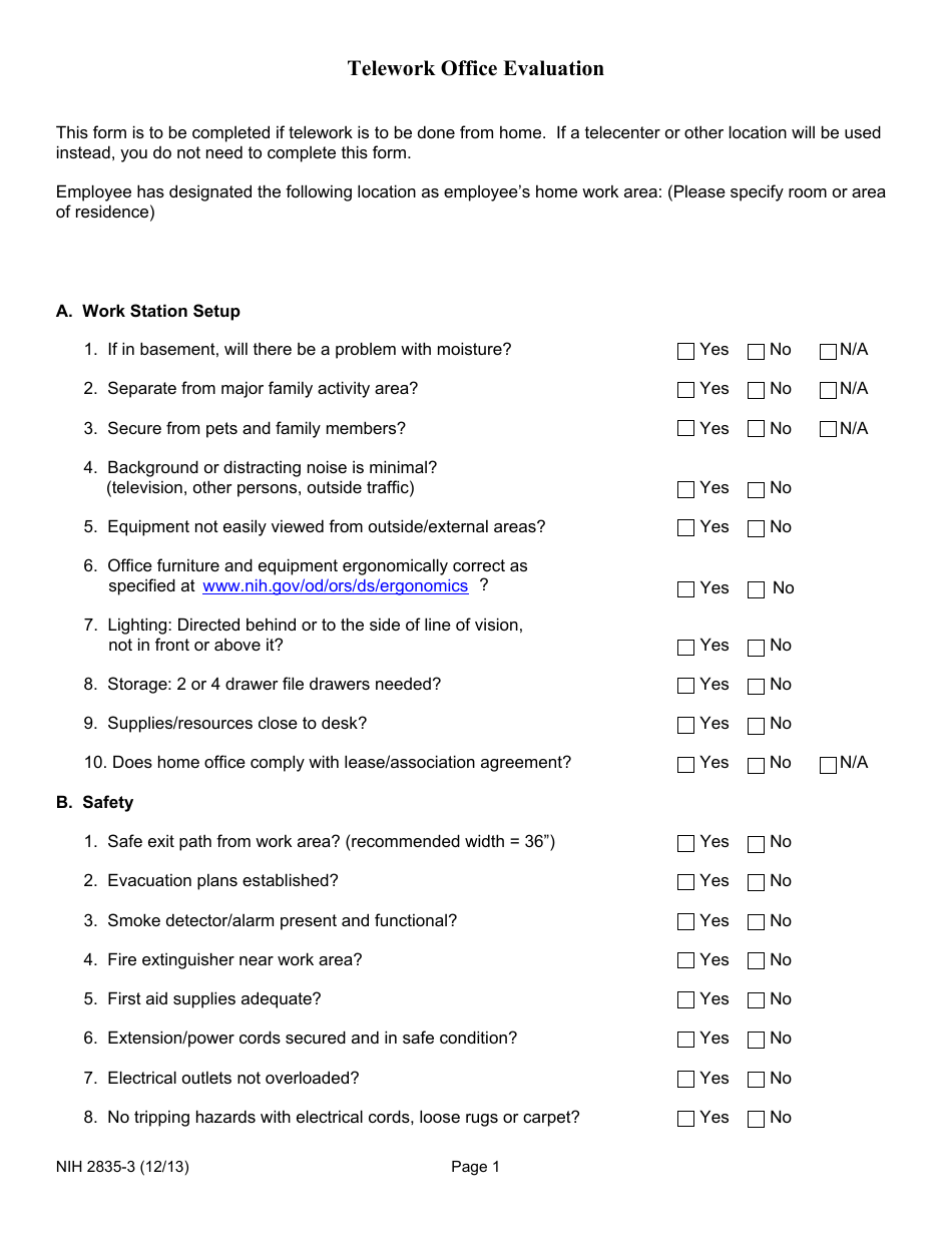 Form NIH-2835-3 - Fill Out, Sign Online and Download Fillable PDF ...