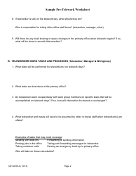 Form NIH-2835-4 Sample Pre-telework Worksheet, Page 2