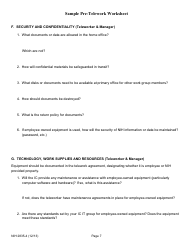 Form NIH-2835-4 Sample Pre-telework Worksheet, Page 7