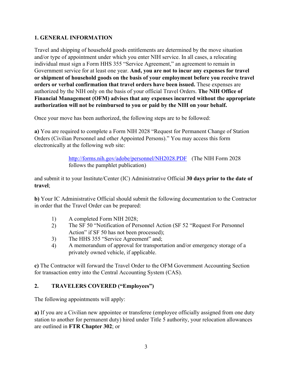 Form NIH2028 Request for Permanent Change of Station Orders, Page 3