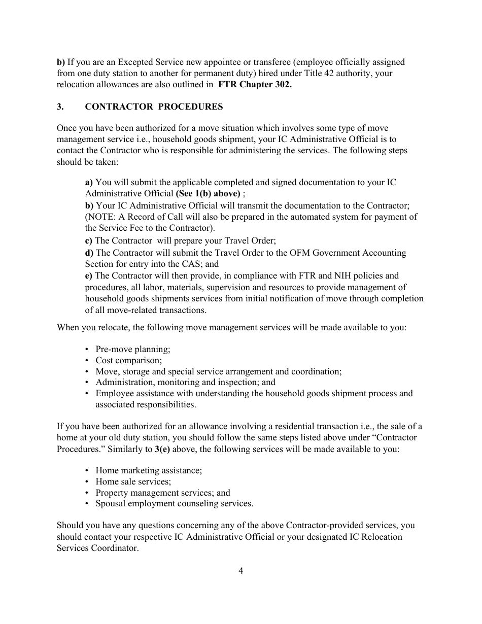 Form NIH2028 Request for Permanent Change of Station Orders, Page 4