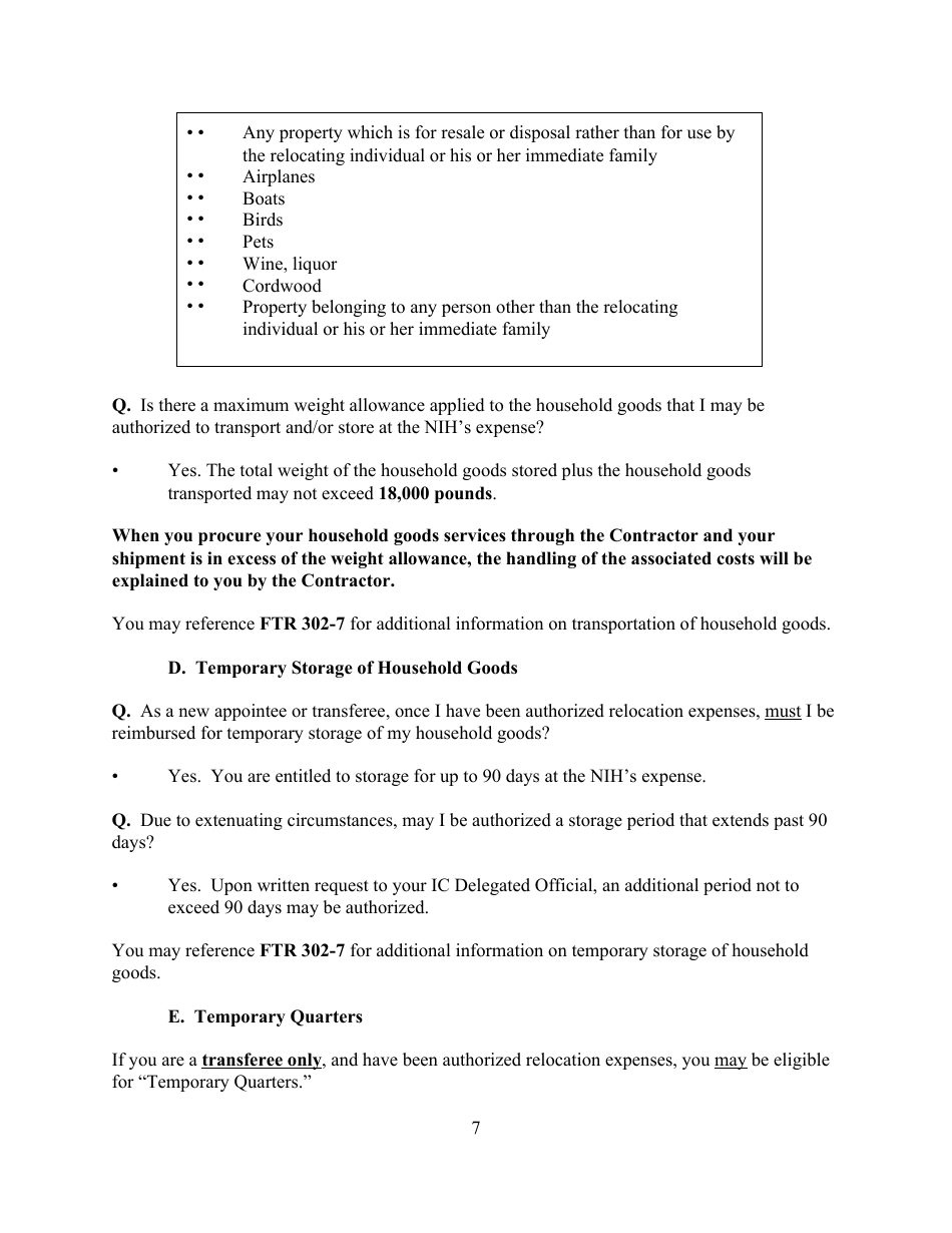 Form NIH2028 Request for Permanent Change of Station Orders, Page 7