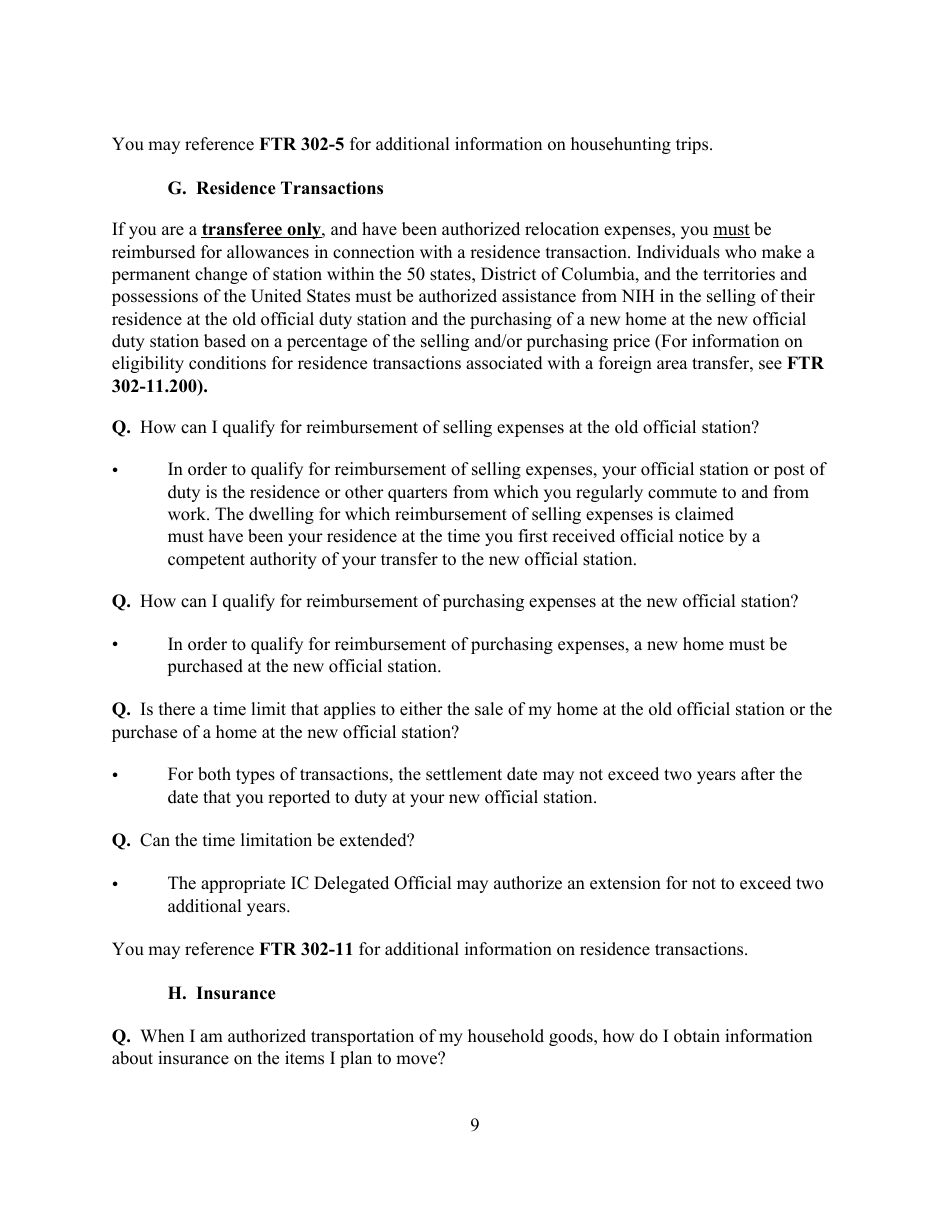 Form NIH2028 Request for Permanent Change of Station Orders, Page 9