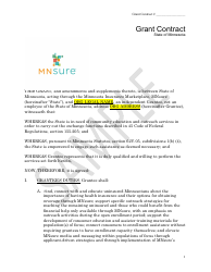 Document preview: Health Insurance Grant Contract - Mnsure - Sample - Minnesota