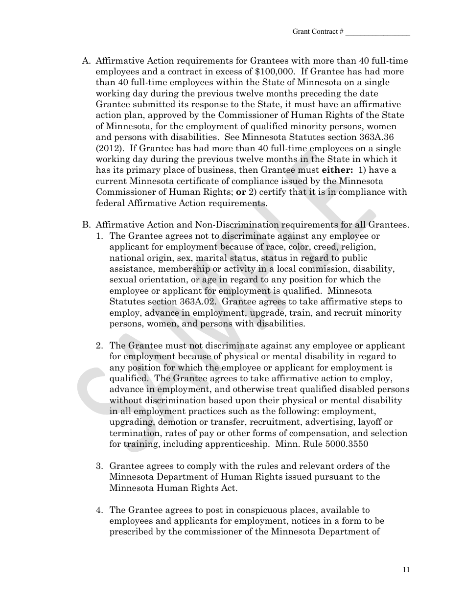 Health Insurance Grant Contract - Mnsure - Sample - Minnesota, Page 11
